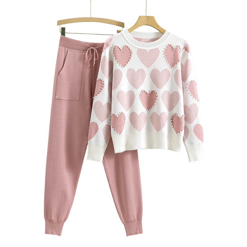 Colette™ – Chic Heart Pattern Knit Set