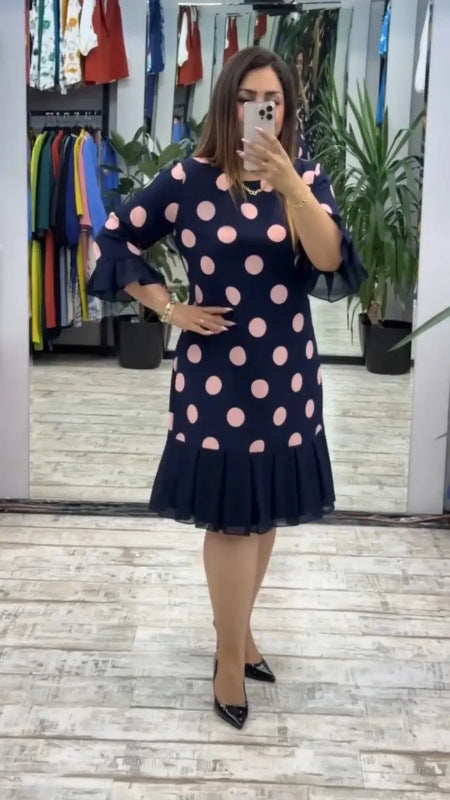 Elara™ | Elegant Polka Midi Dress