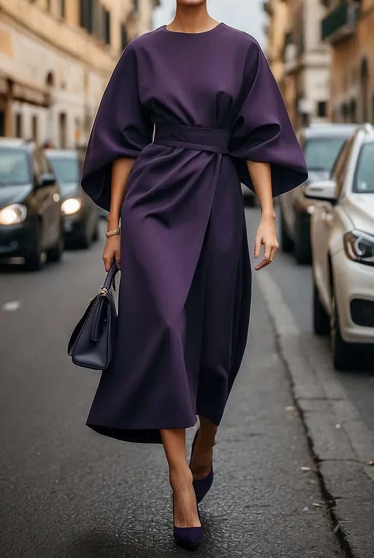 Louise | Maxi Length Evening Dress with Belt