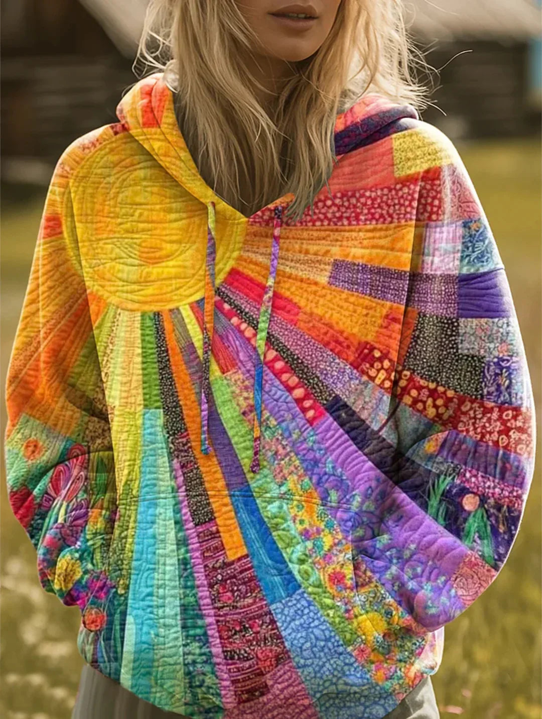 Aria™ | Boho Patchwork Hoodie