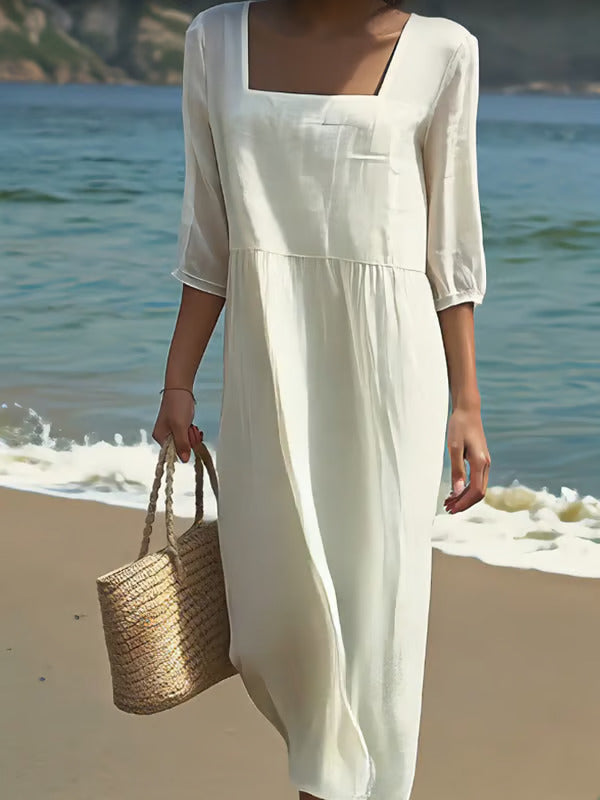 Kylie | Linen look Midi Dress