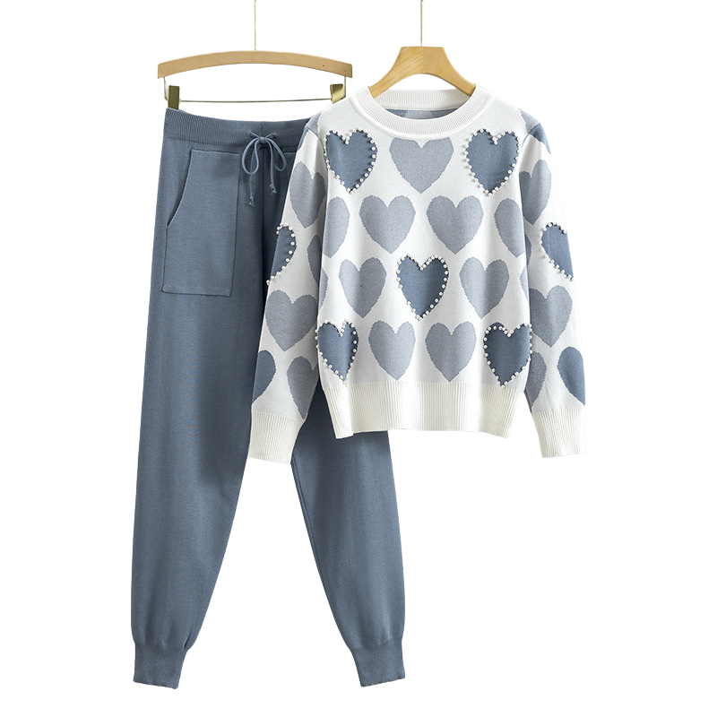 Colette™ – Chic Heart Pattern Knit Set