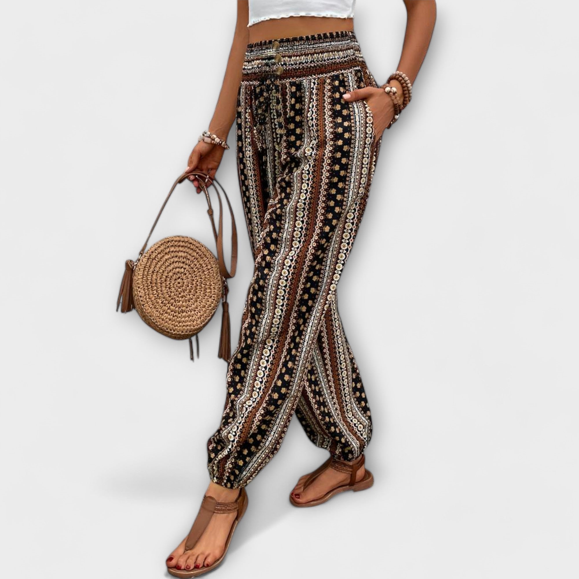 Scarlett Pants with Ethnic Graphic