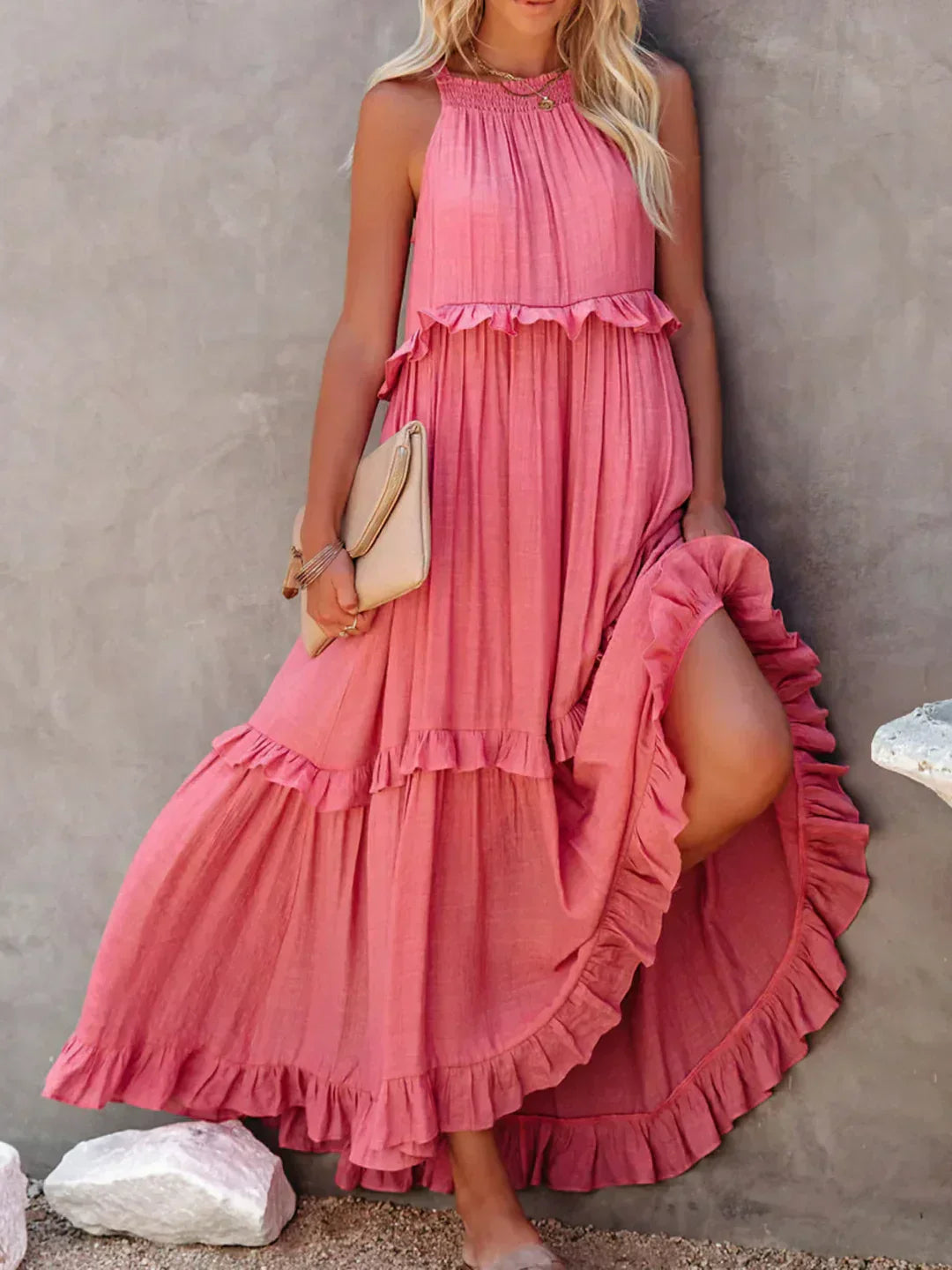 Robyn - Halter Ruffle Maxi Dress