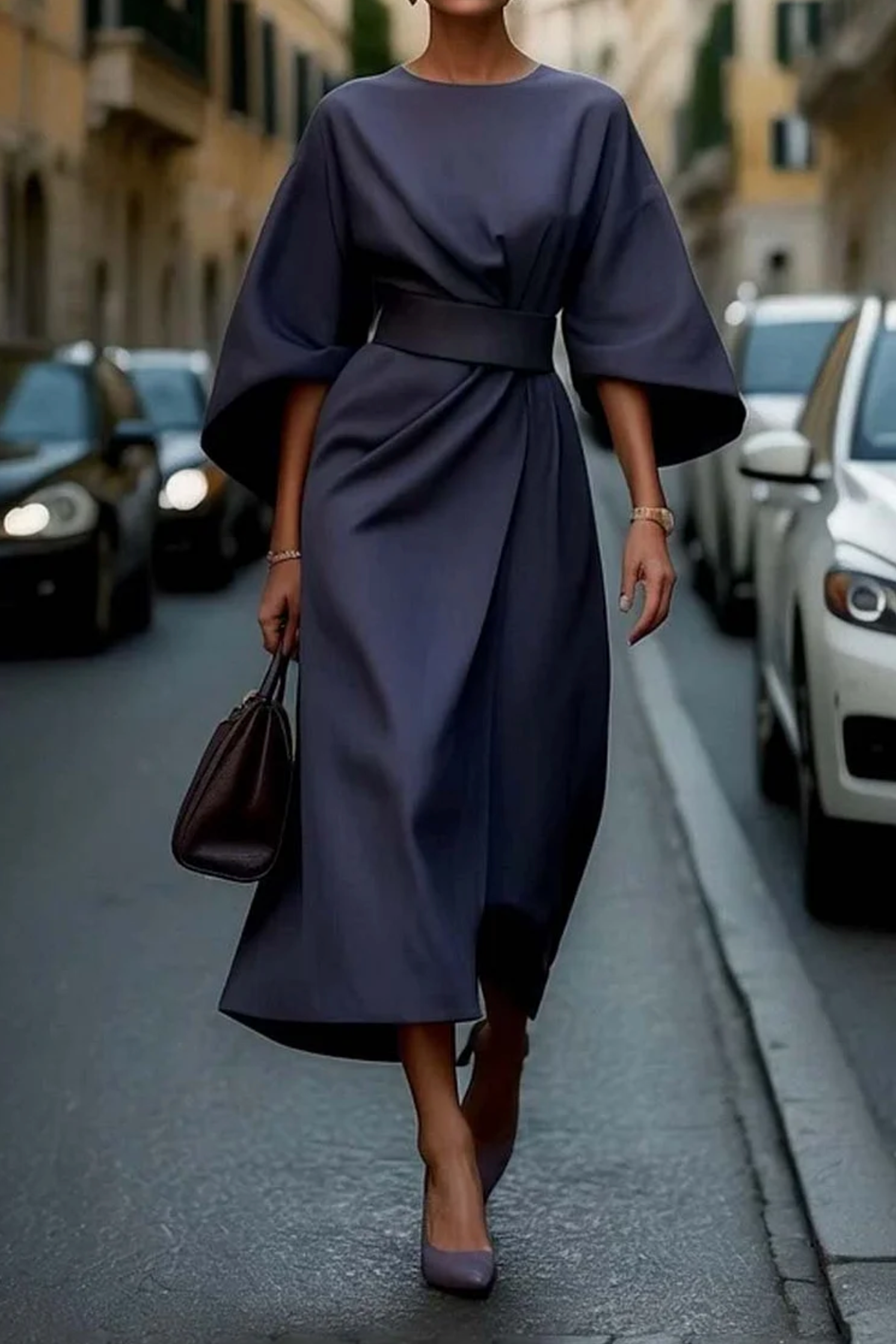 Louise | Maxi Length Evening Dress with Belt