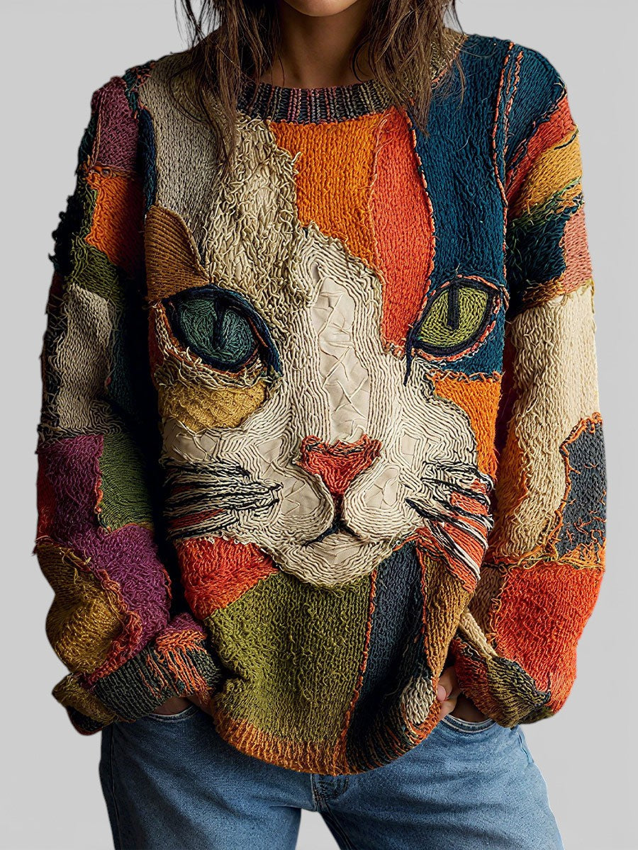 Athena – Cat Patchwork Sweater